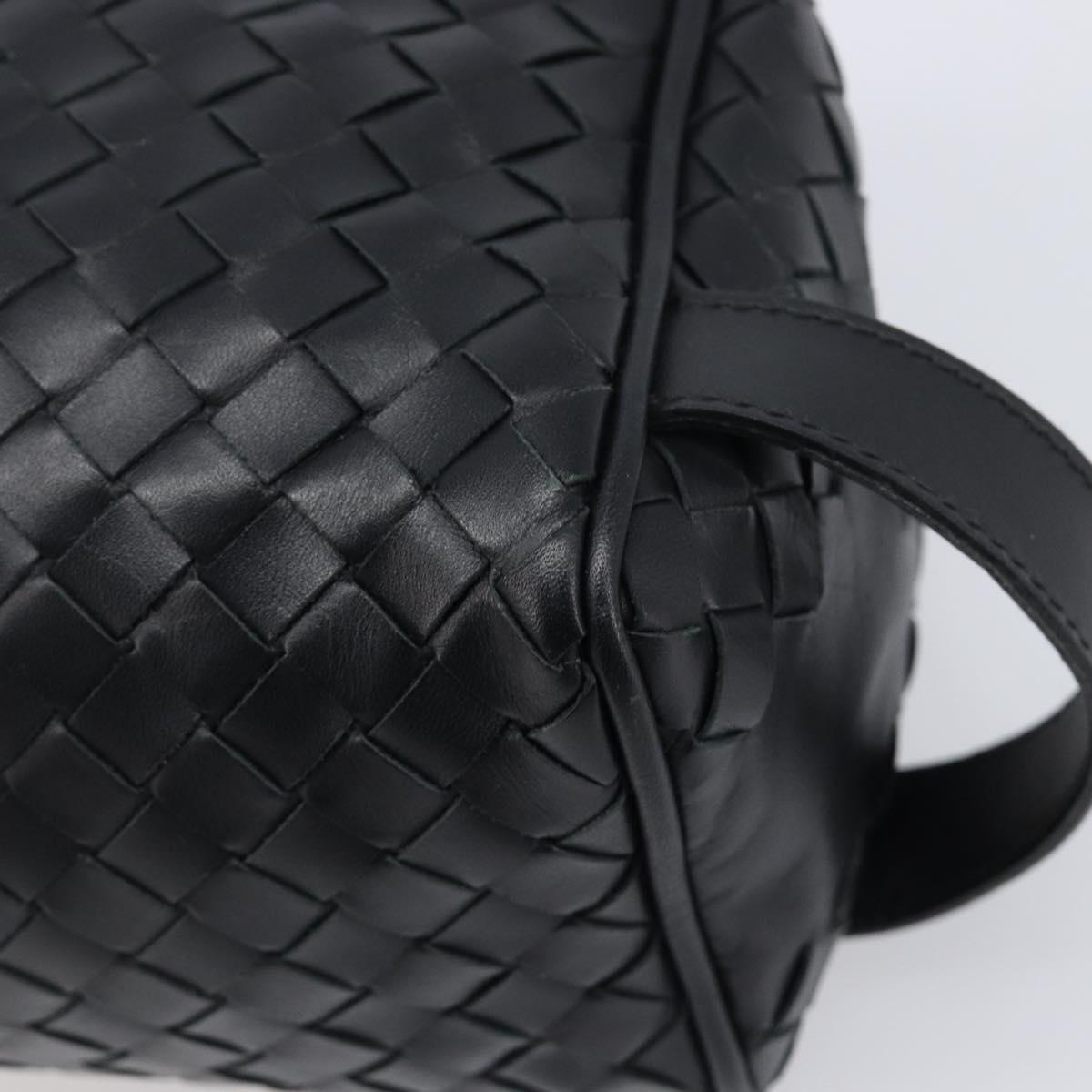 BOTTEGA VENETA INTRECCIATO Clutch Bag Leather Black Silver 244706 Auth 204700V