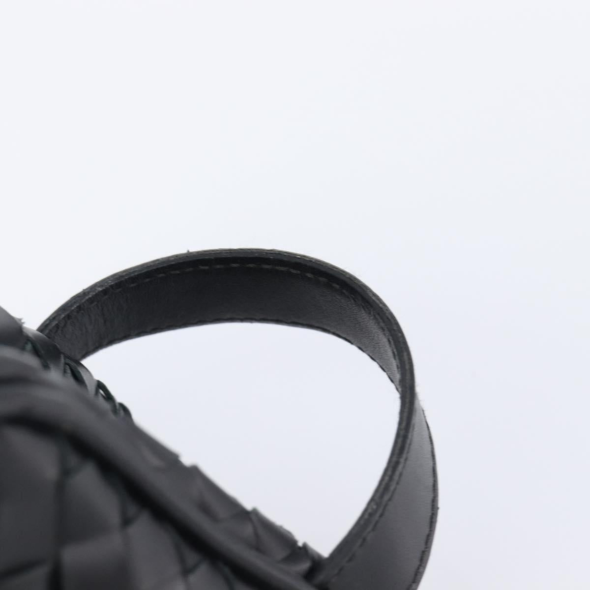 BOTTEGA VENETA INTRECCIATO Clutch Bag Leather Black Silver 244706 Auth 204700V