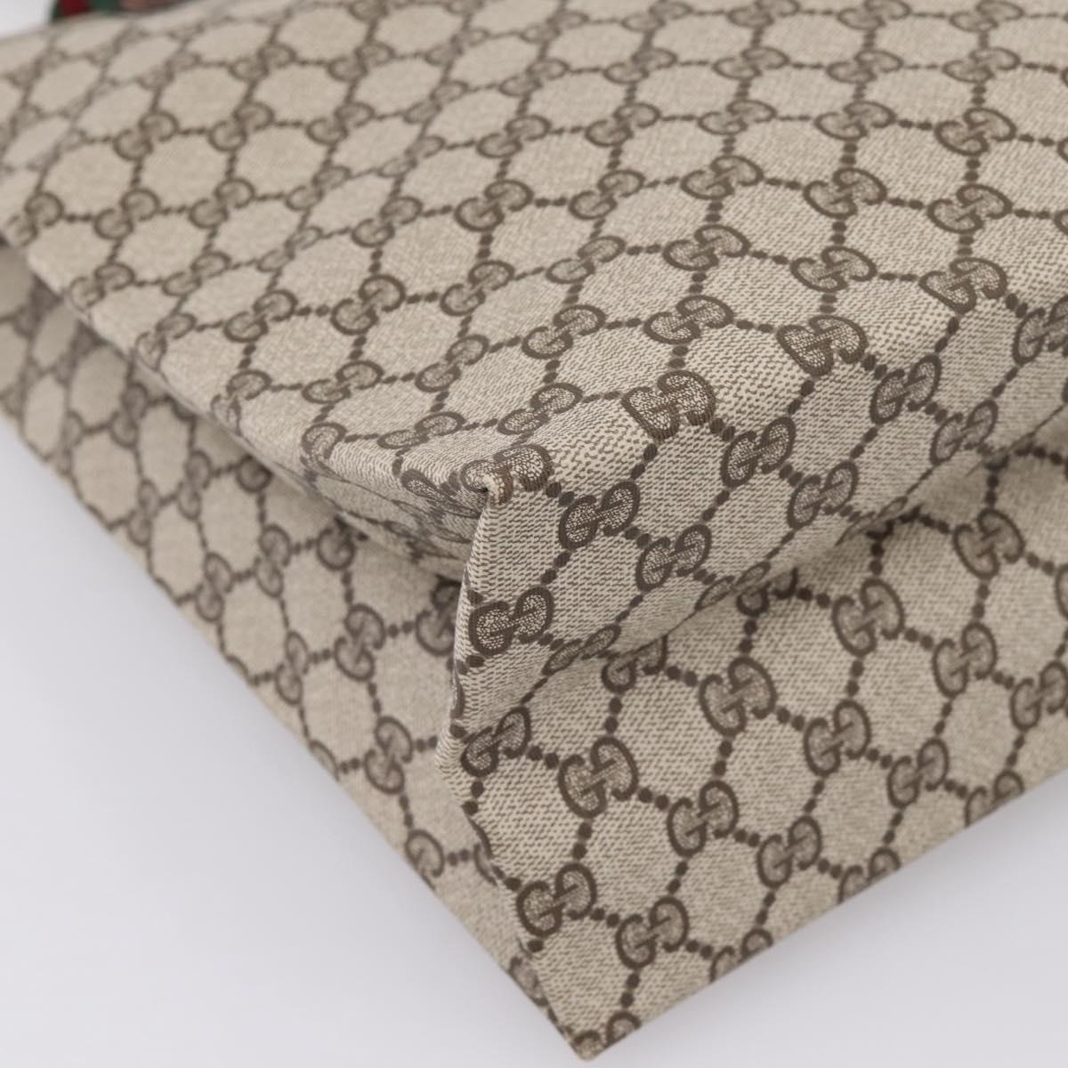 GUCCI GG Supreme Web Sherry Line Tote Bag PVC Beige Gold Auth 204701A