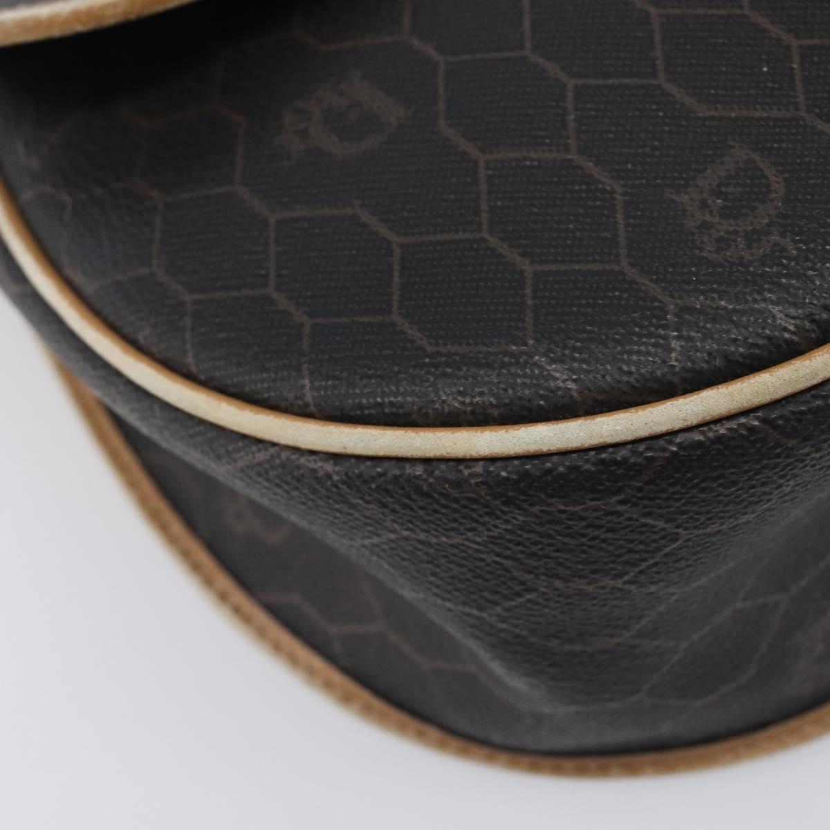 Christian Dior Honeycomb Shoulder Bag PVC Leather Black Gold Tone Auth 204704