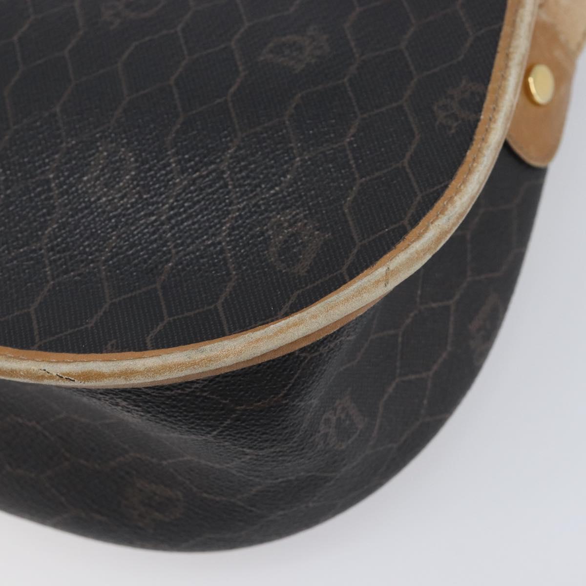 Christian Dior Honeycomb Shoulder Bag PVC Leather Black Gold Tone Auth 204704