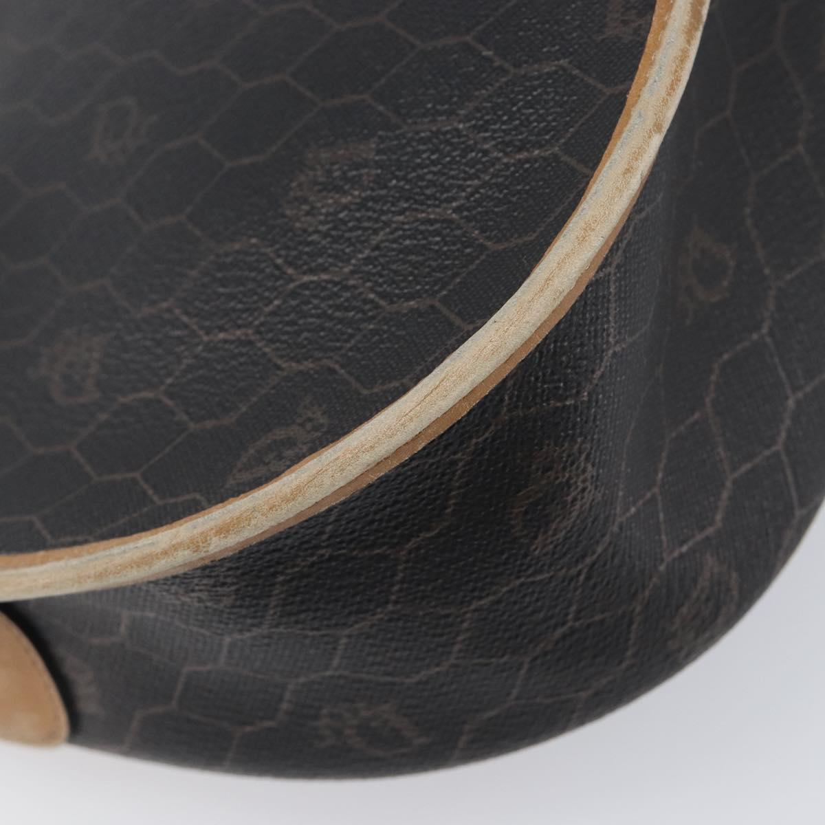 Christian Dior Honeycomb Shoulder Bag PVC Leather Black Gold Tone Auth 204704