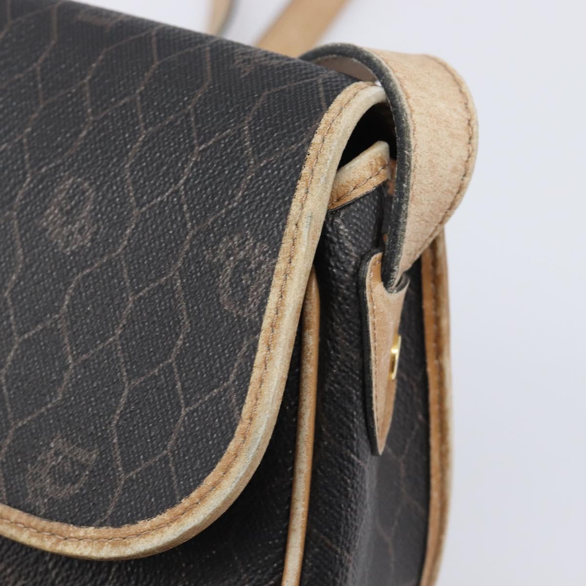Christian Dior Honeycomb Shoulder Bag PVC Leather Black Gold Tone Auth 204704