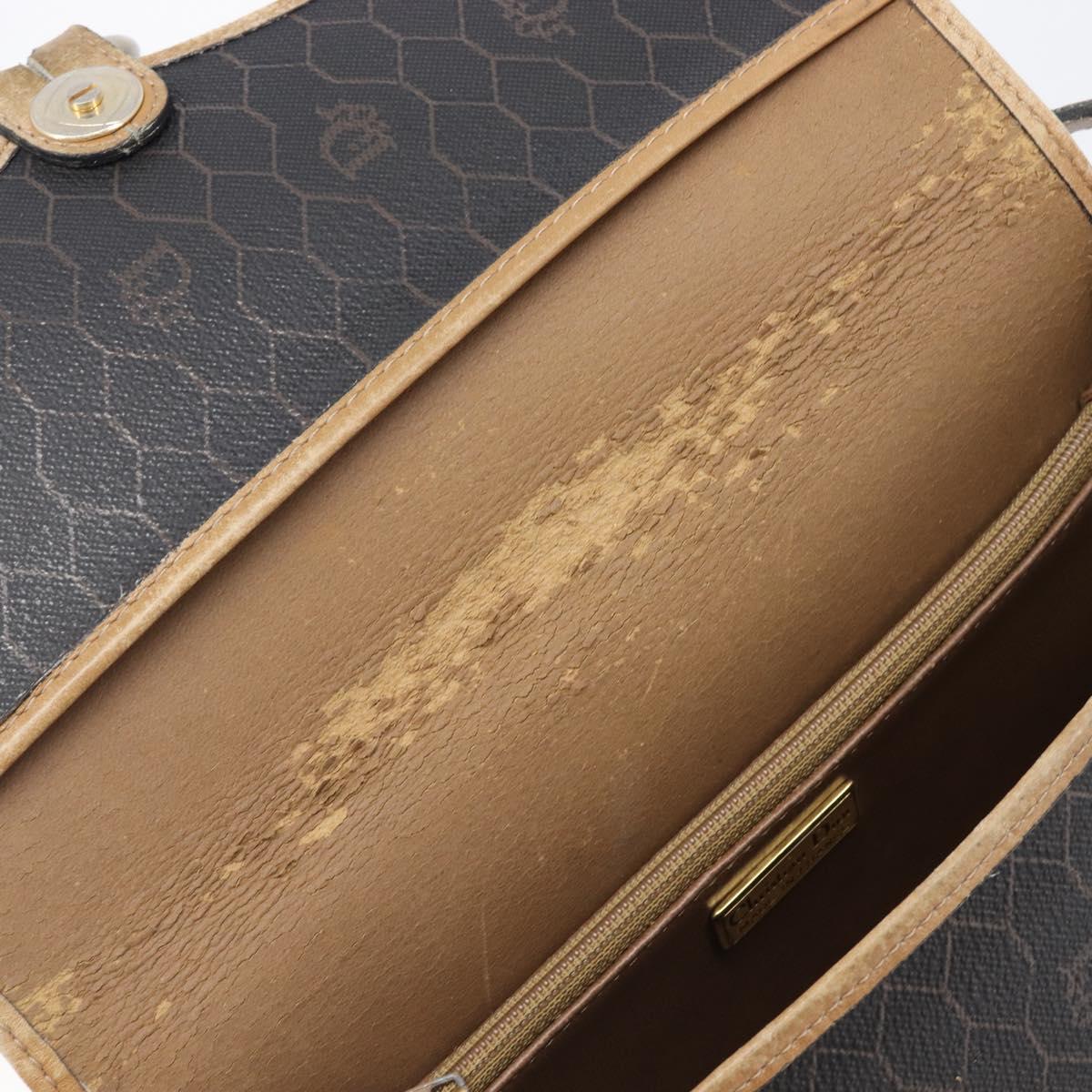 Christian Dior Honeycomb Shoulder Bag PVC Leather Black Gold Tone Auth 204704