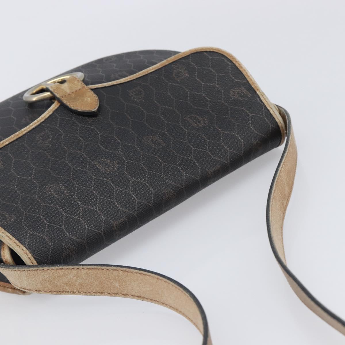 Christian Dior Honeycomb Shoulder Bag PVC Leather Black Gold Tone Auth 204704