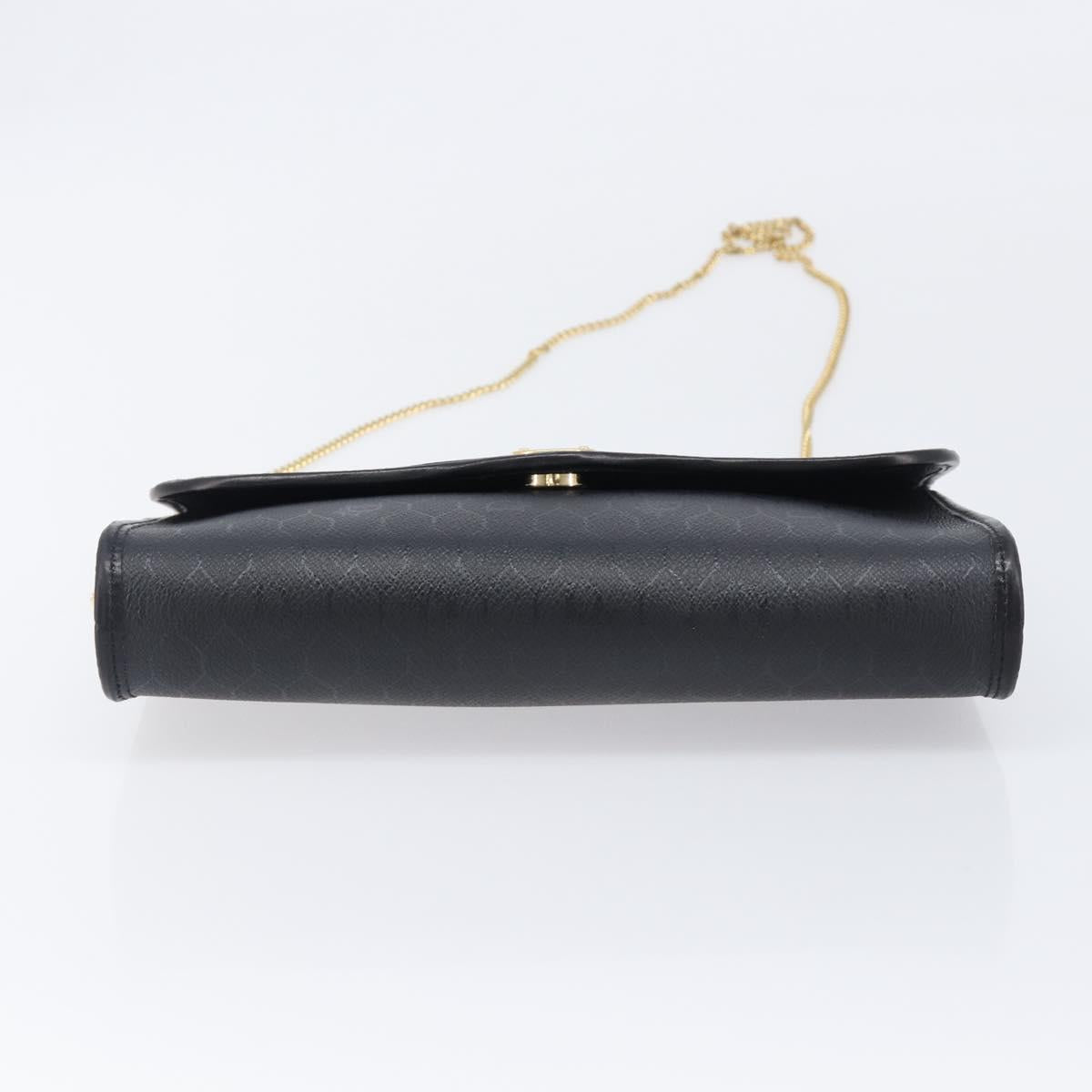 Christian Dior Honeycomb Chain Shoulder Bag PVC Black Gold Tone Auth 204705A