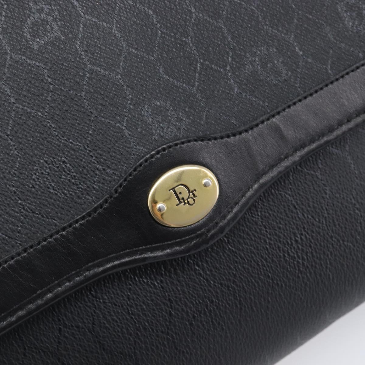 Christian Dior Honeycomb Chain Shoulder Bag PVC Black Gold Tone Auth 204705A
