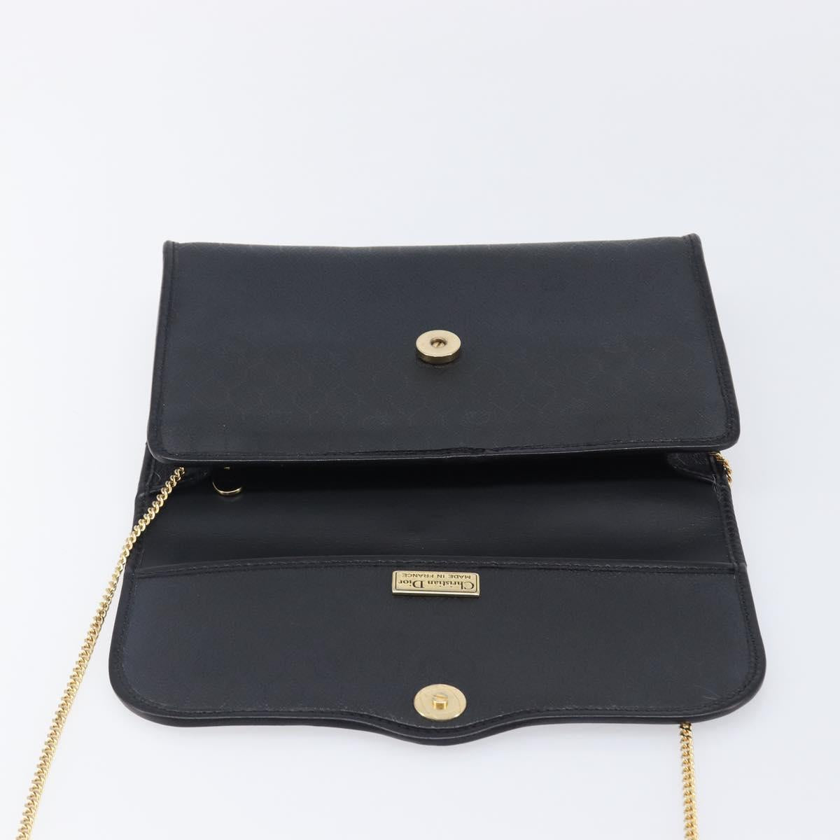 Christian Dior Honeycomb Chain Shoulder Bag PVC Black Gold Tone Auth 204705A
