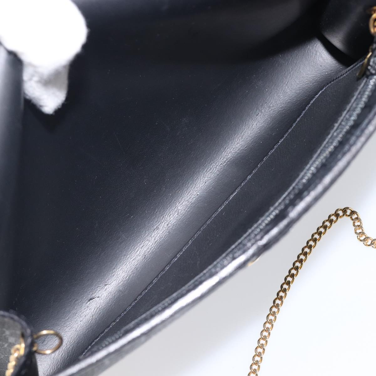 Christian Dior Honeycomb Chain Shoulder Bag PVC Black Gold Tone Auth 204705A