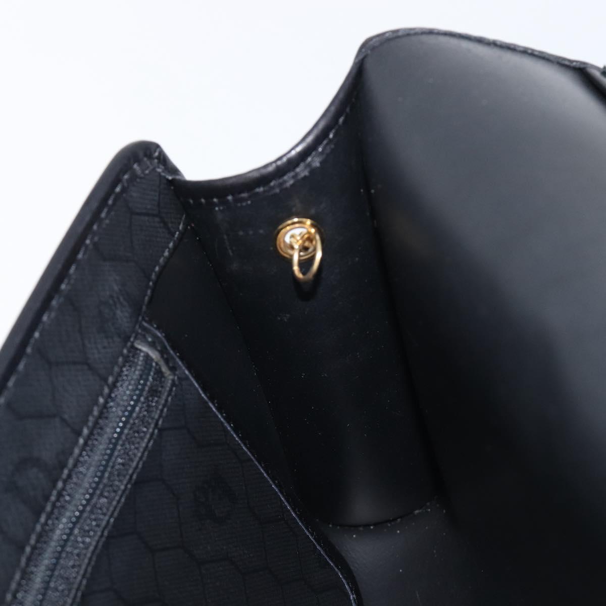 Christian Dior Honeycomb Chain Shoulder Bag PVC Black Gold Tone Auth 204705A