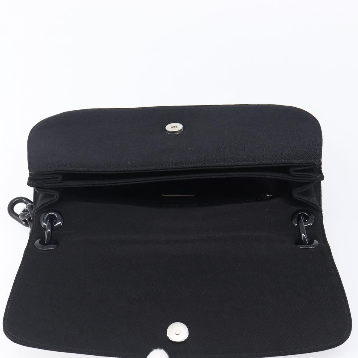 PRADA Plastic Chain Shoulder Bag Cotton Black Auth 204708V