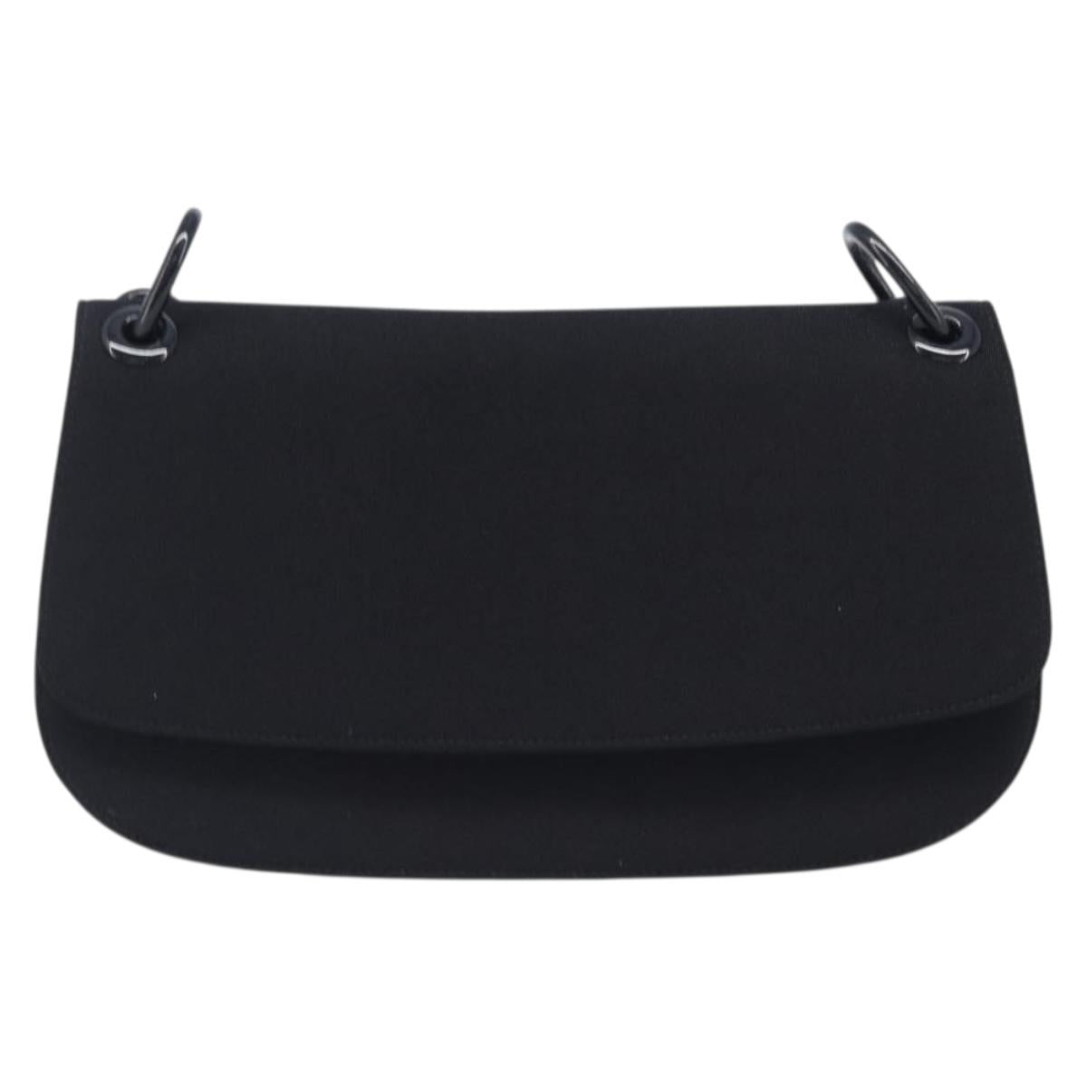 PRADA Plastic Chain Shoulder Bag Cotton Black Auth 204708V