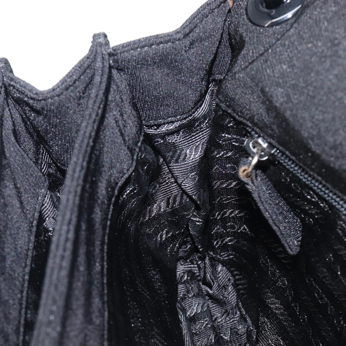 PRADA Plastic Chain Shoulder Bag Cotton Black Auth 204708V
