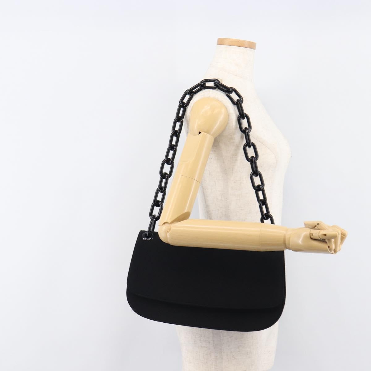 PRADA Plastic Chain Shoulder Bag Cotton Black Auth 204708V