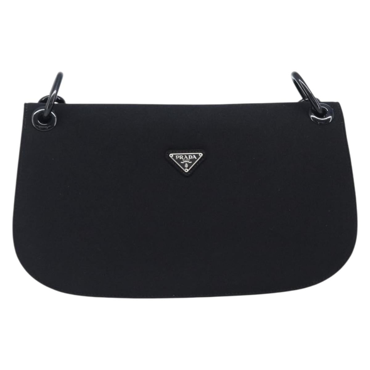 PRADA Plastic Chain Shoulder Bag Cotton Black Auth 204708V