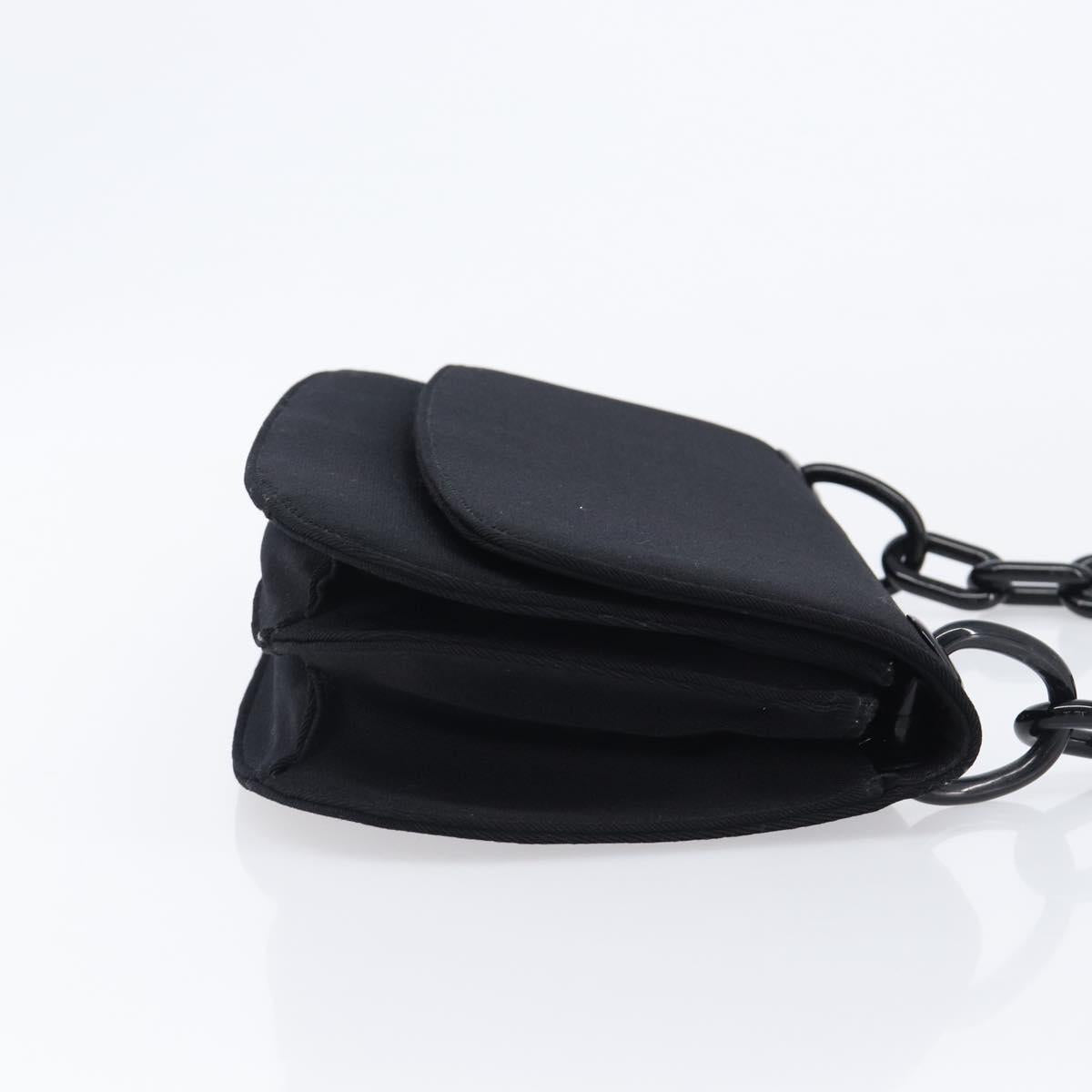 PRADA Plastic Chain Shoulder Bag Cotton Black Auth 204708V