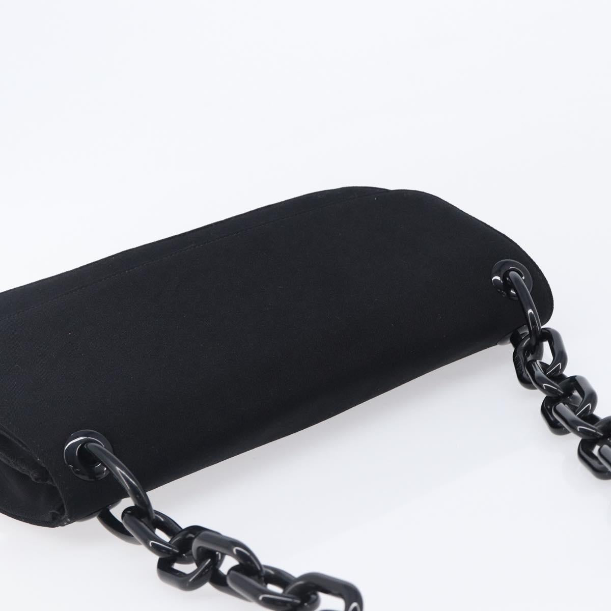 PRADA Plastic Chain Shoulder Bag Cotton Black Auth 204708V