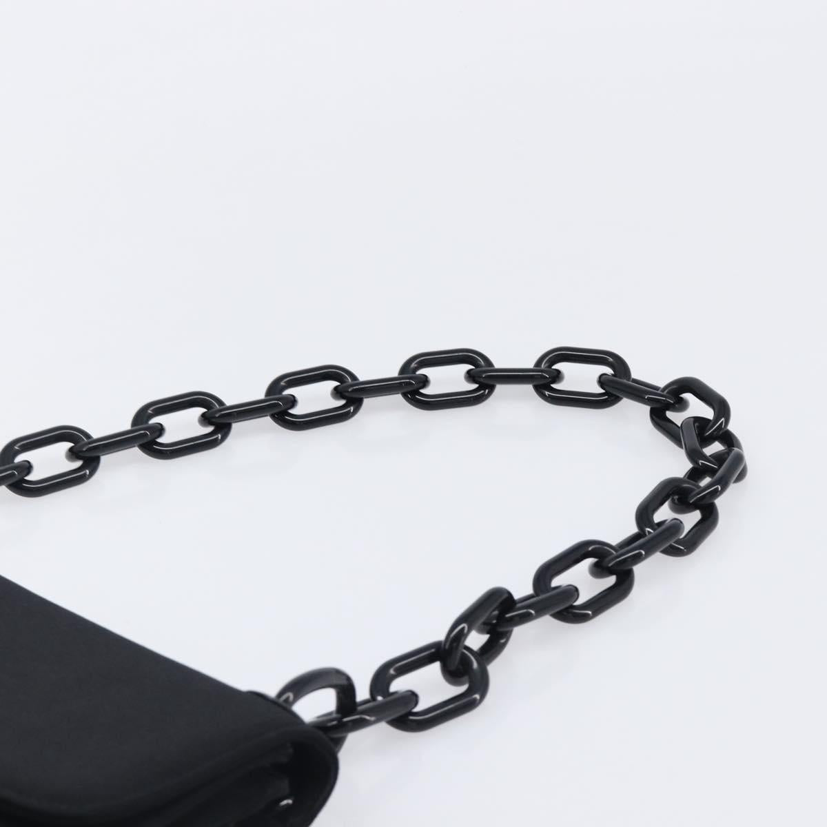 PRADA Plastic Chain Shoulder Bag Cotton Black Auth 204708V