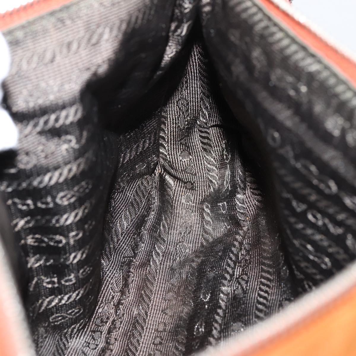 PRADA Accessory Pouch Nylon Orange Silver Auth 204709A