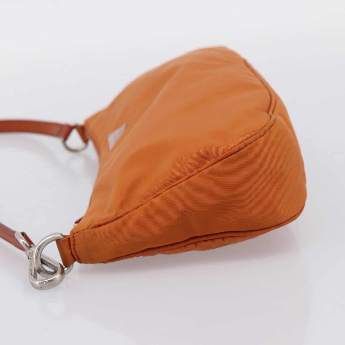PRADA Accessory Pouch Nylon Orange Silver Auth 204709A