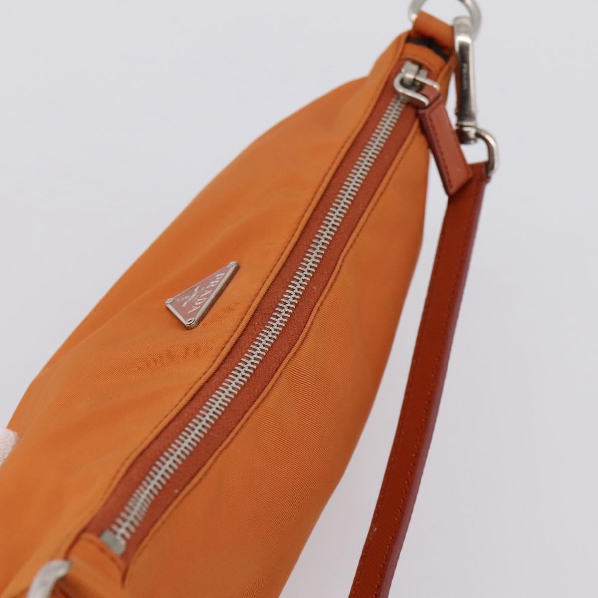 PRADA Accessory Pouch Nylon Orange Silver Auth 204709A
