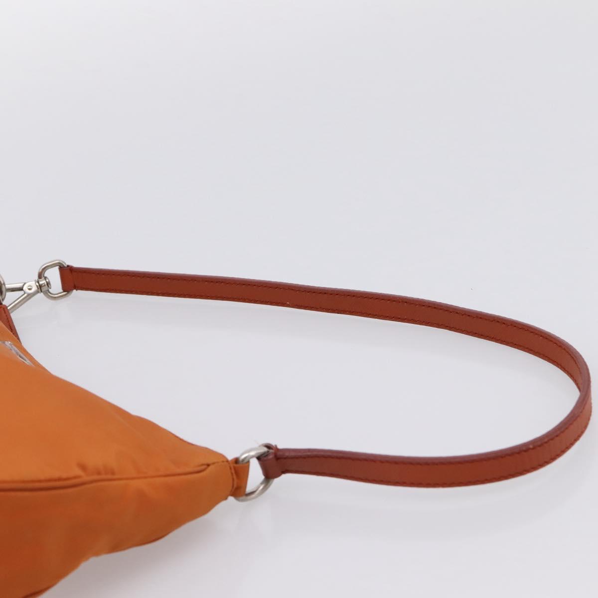PRADA Accessory Pouch Nylon Orange Silver Auth 204709A