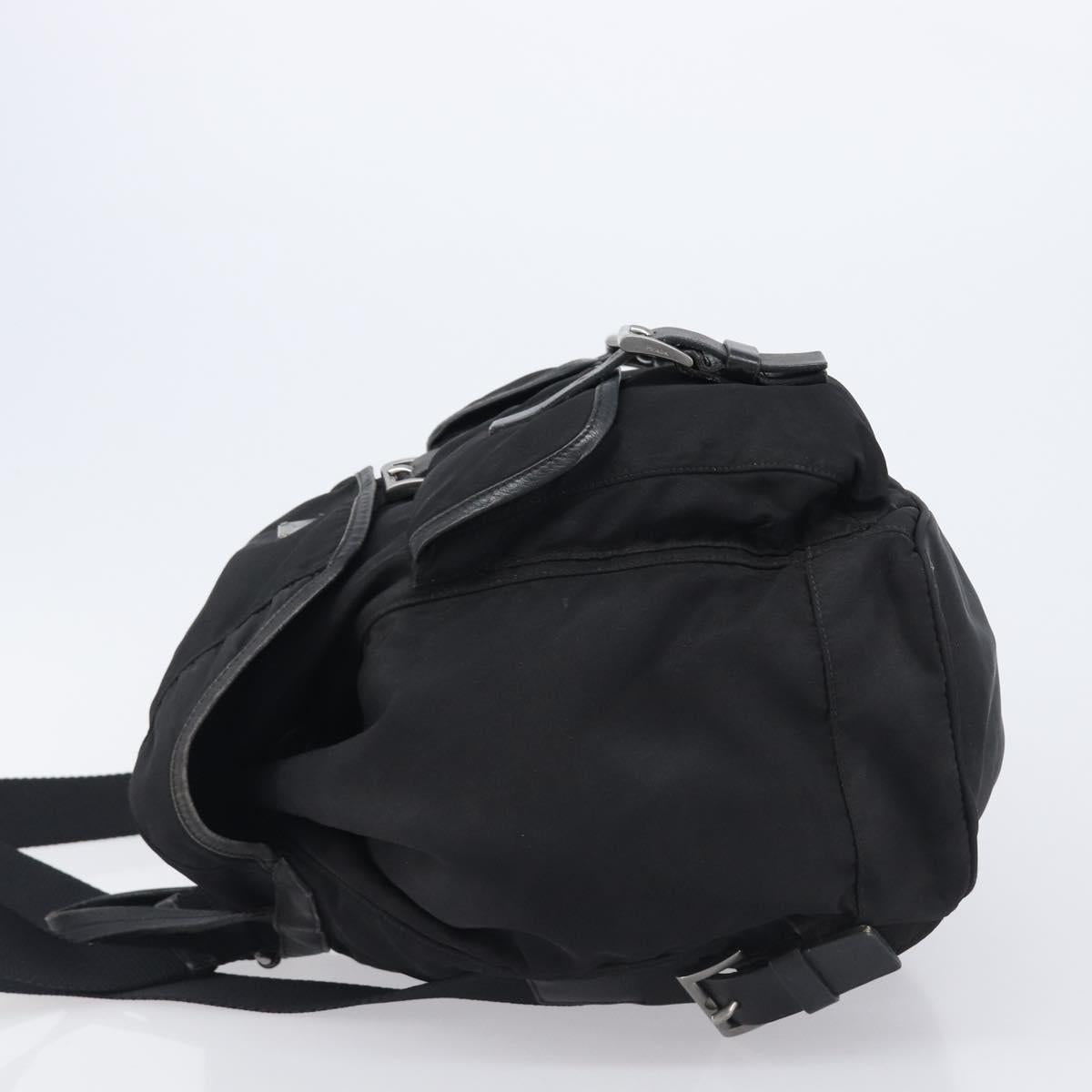 PRADA Backpack Nylon Black Silver Auth 204710