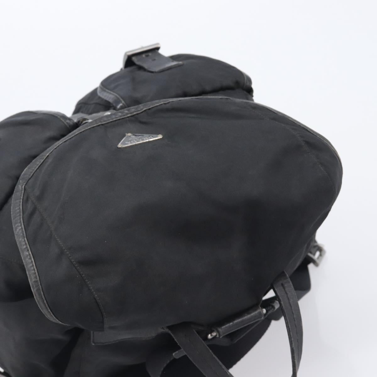 PRADA Backpack Nylon Black Silver Auth 204710