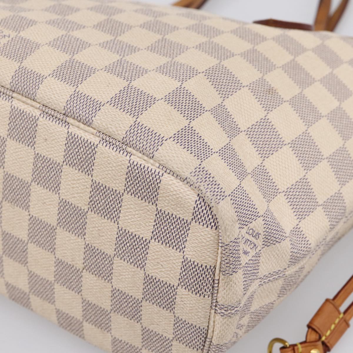 LOUIS VUITTON Damier Azur Neverfull PM Tote Bag N41362 LV Auth 204721