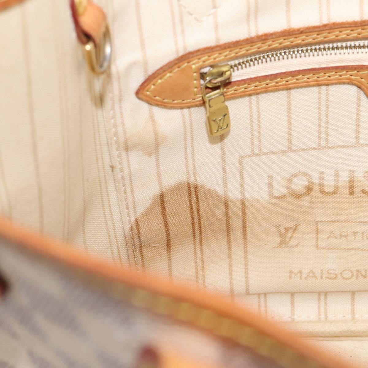 LOUIS VUITTON Damier Azur Neverfull PM Tote Bag N41362 LV Auth 204721