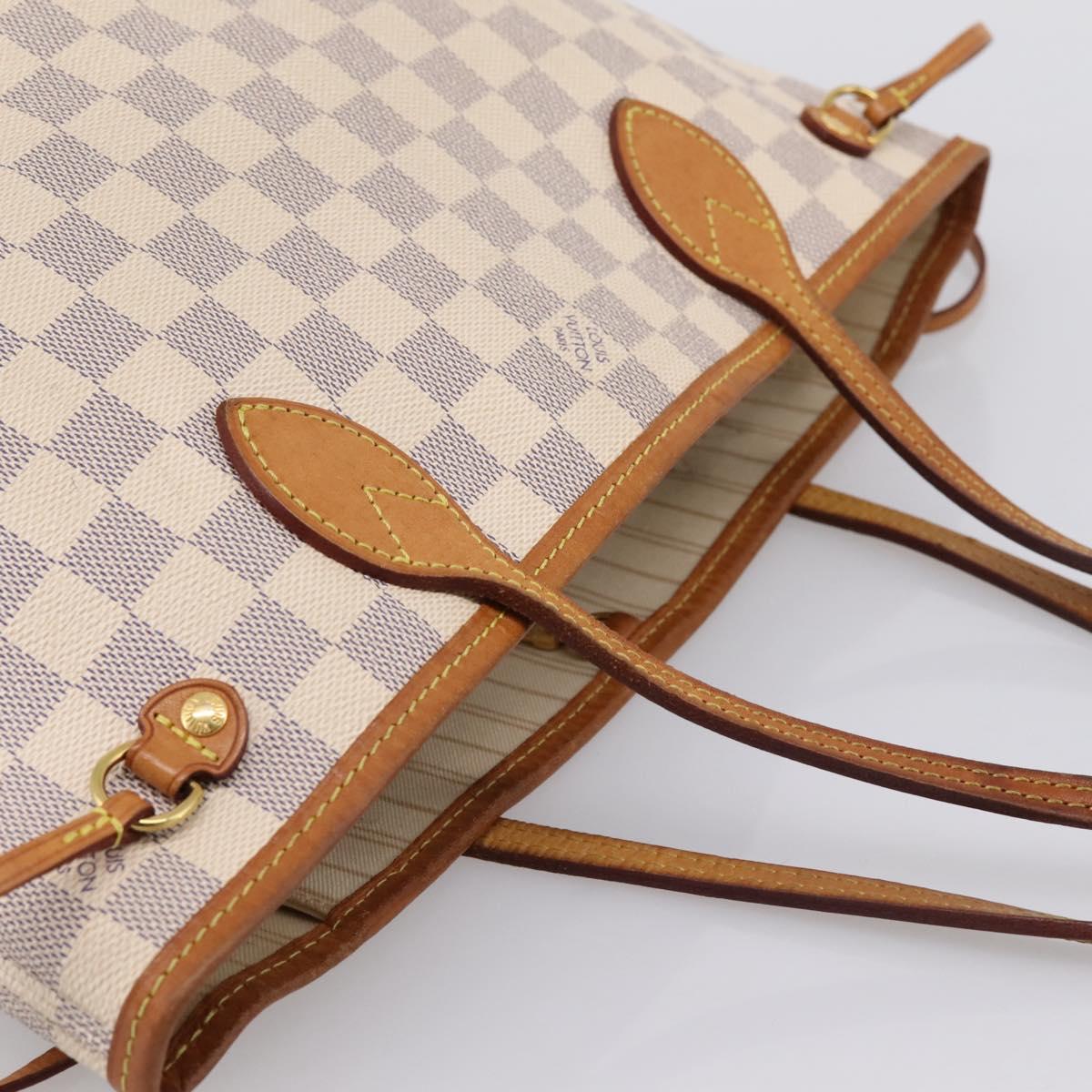 LOUIS VUITTON Damier Azur Neverfull PM Tote Bag N41362 LV Auth 204721