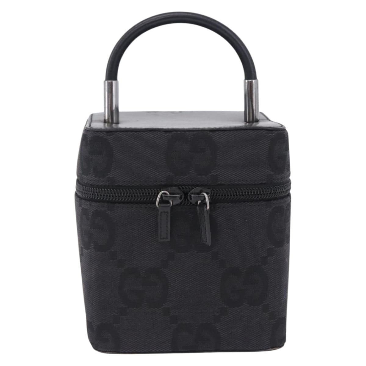 GUCCI GG Canvas Vanity Hand Bag Black Silver 039 1052 Auth 204726