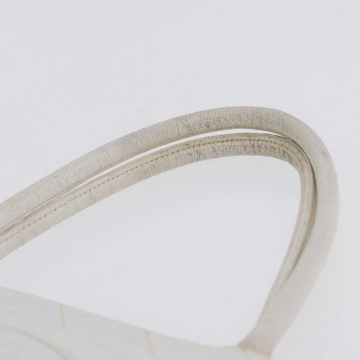 CHANEL Tote Bag Caviar Skin Standard White Silver CC Auth 204728