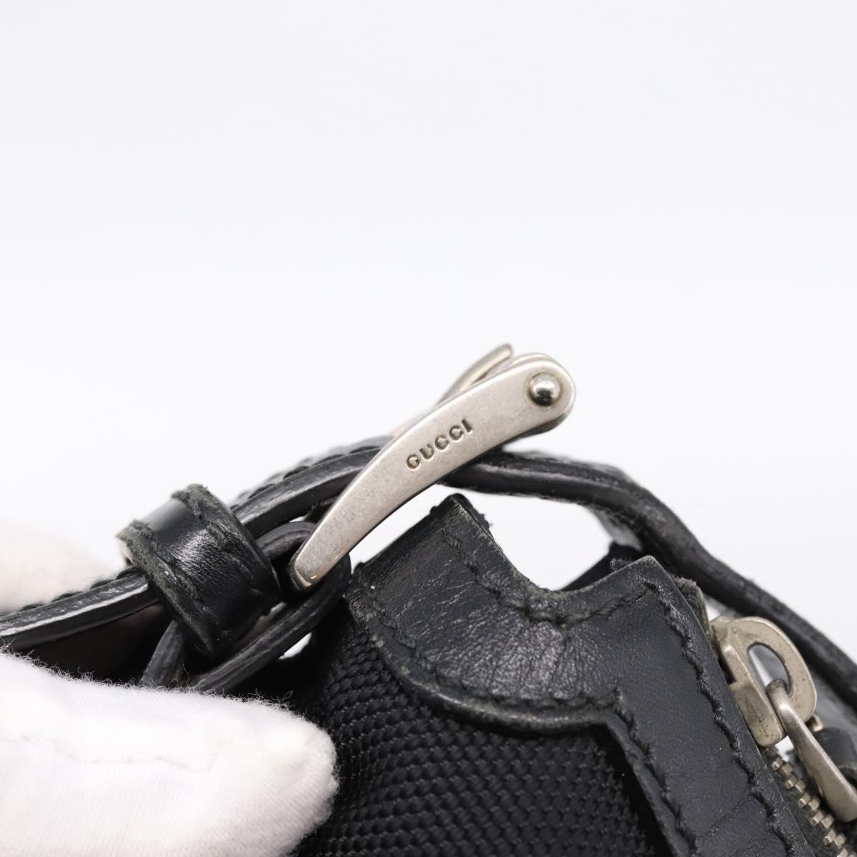 GUCCI Web Sherry Line Shoulder Bag Canvas Black Silver 387111 Auth 204729A