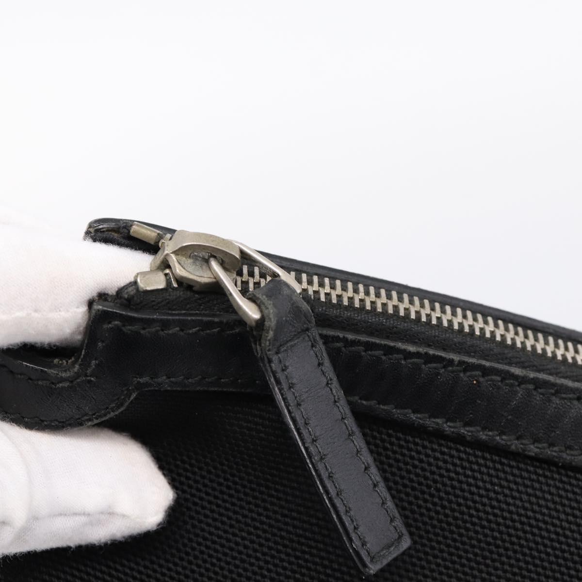 GUCCI Web Sherry Line Shoulder Bag Canvas Black Silver 387111 Auth 204729A
