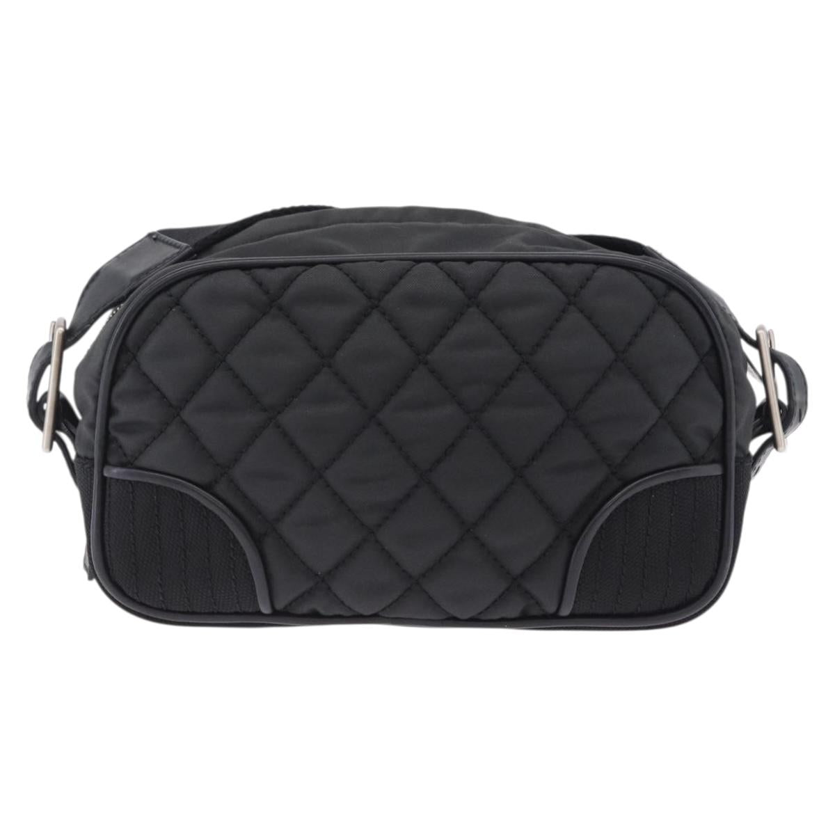 CHANEL Sports Line Matelasse Shoulder Bag Canvas Black Silver CC Auth 204730V