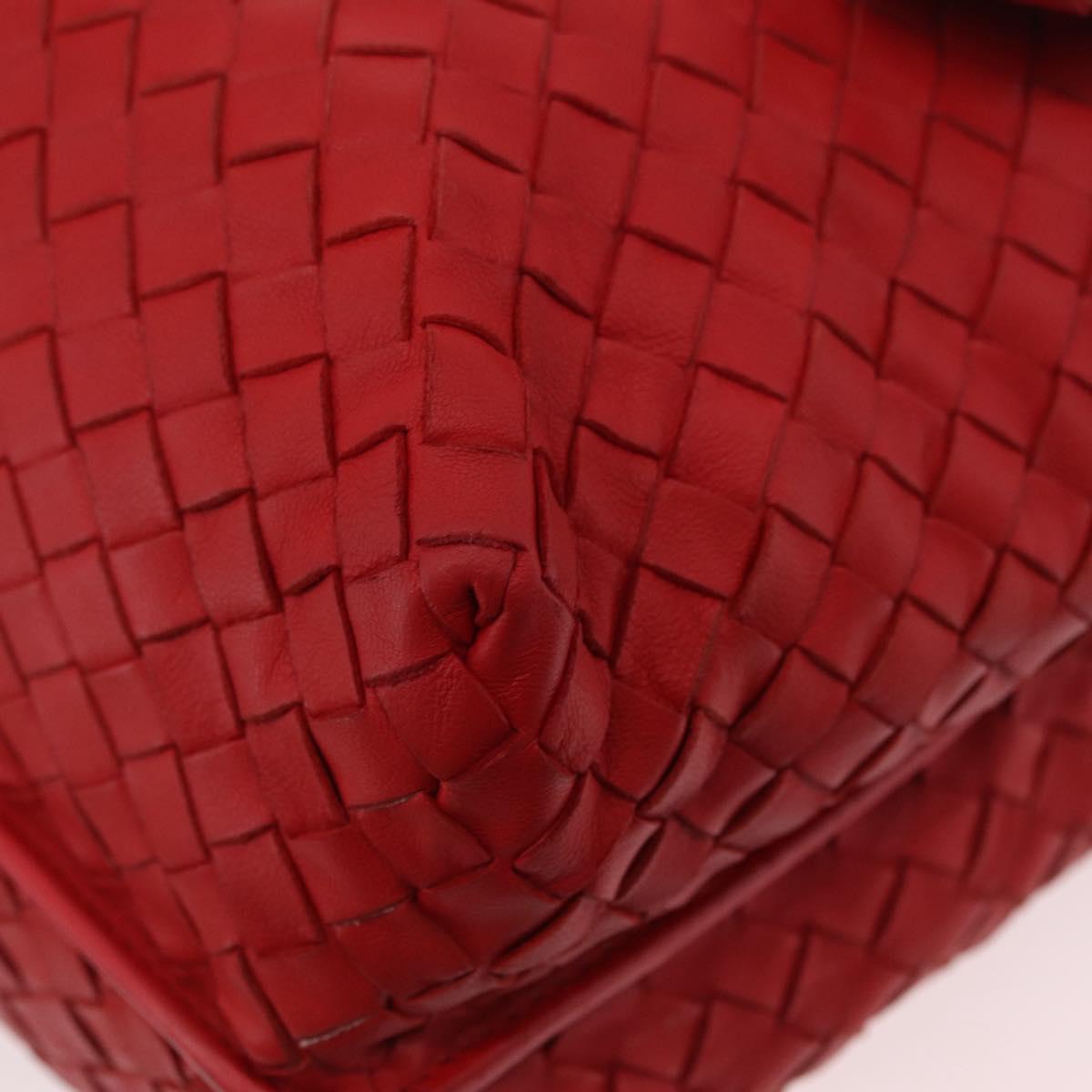 BOTTEGA VENETA INTRECCIATO Shoulder Bag Leather Red Auth 204736A