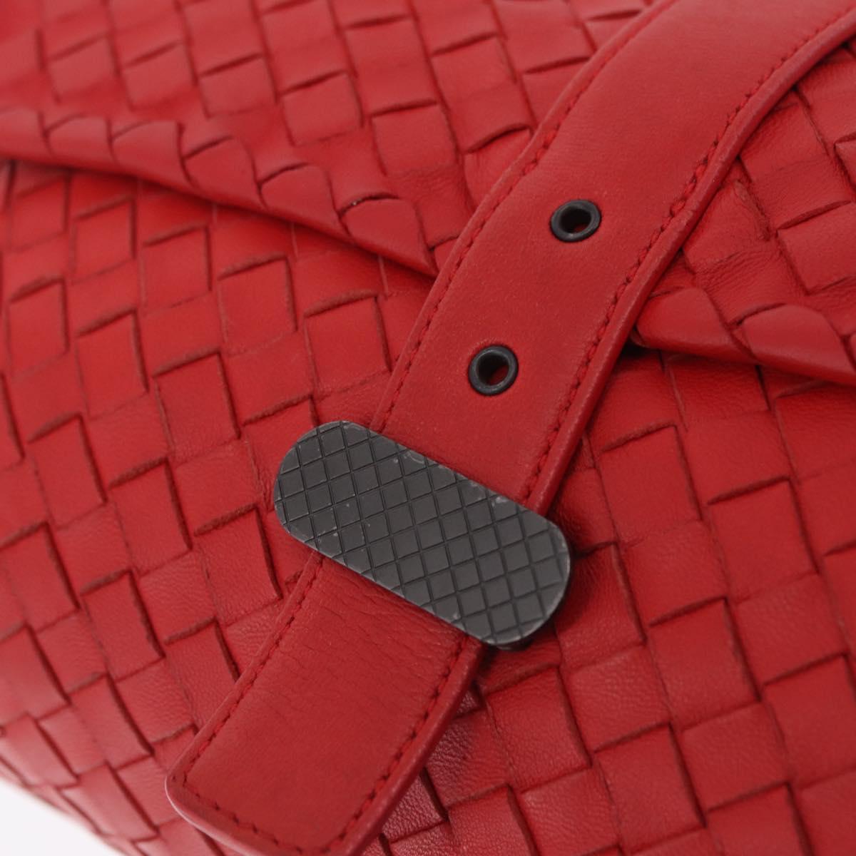 BOTTEGA VENETA INTRECCIATO Shoulder Bag Leather Red Auth 204736A