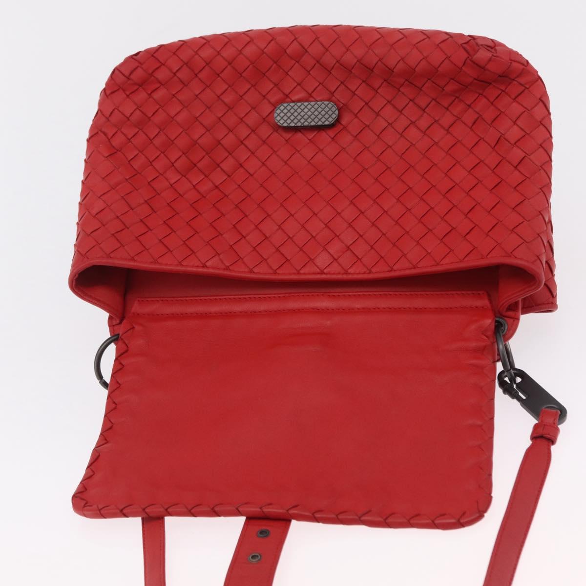 BOTTEGA VENETA INTRECCIATO Shoulder Bag Leather Red Auth 204736A