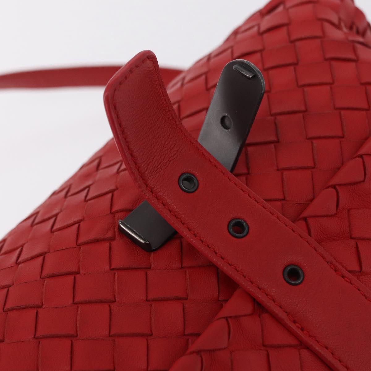 BOTTEGA VENETA INTRECCIATO Shoulder Bag Leather Red Auth 204736A