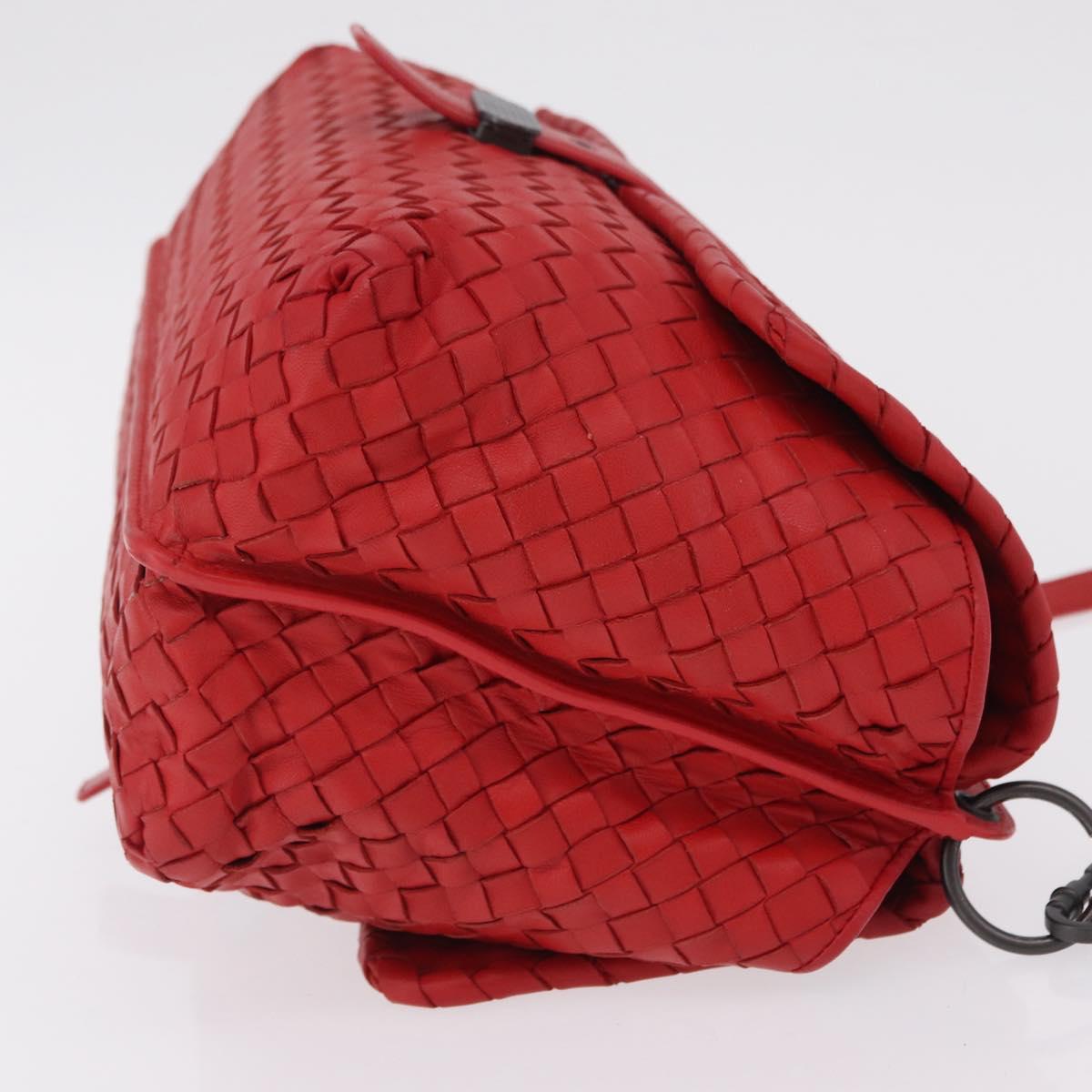 BOTTEGA VENETA INTRECCIATO Shoulder Bag Leather Red Auth 204736A