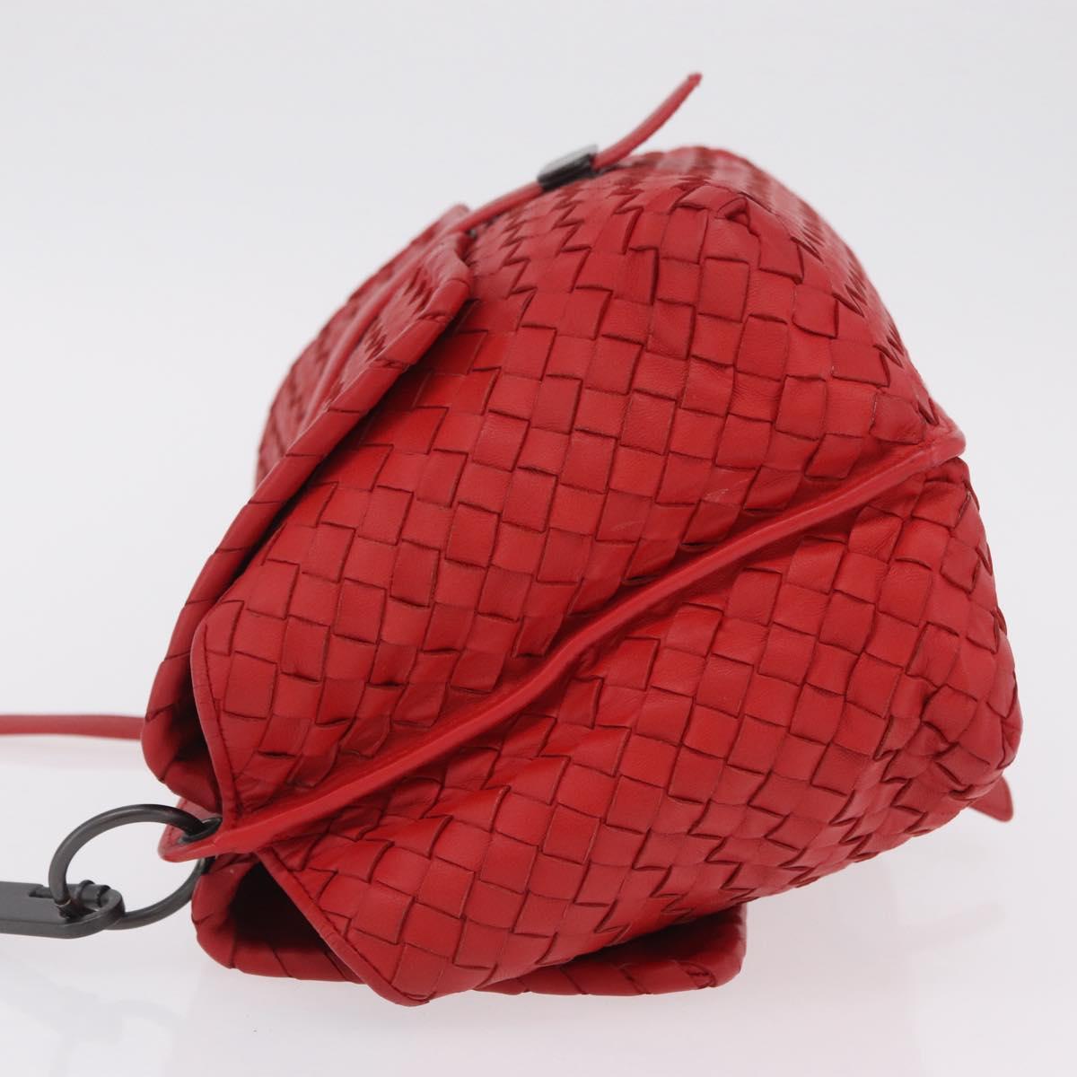 BOTTEGA VENETA INTRECCIATO Shoulder Bag Leather Red Auth 204736A