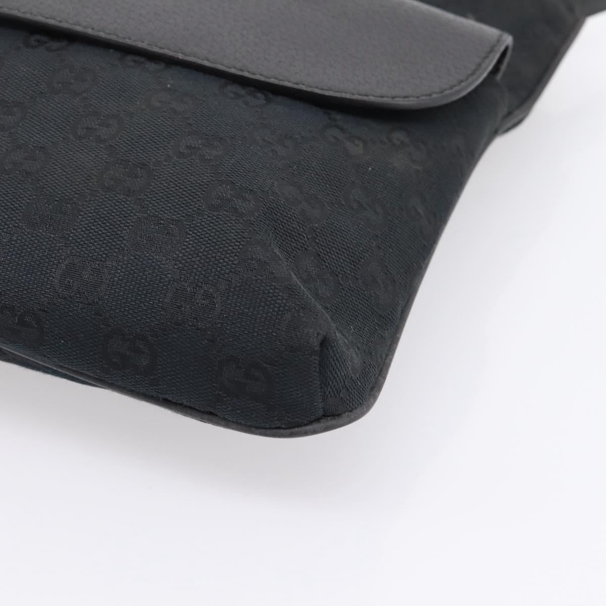 GUCCI GG Canvas Web Sherry Line Shoulder Bag Black Silver 256100 Auth 204737A