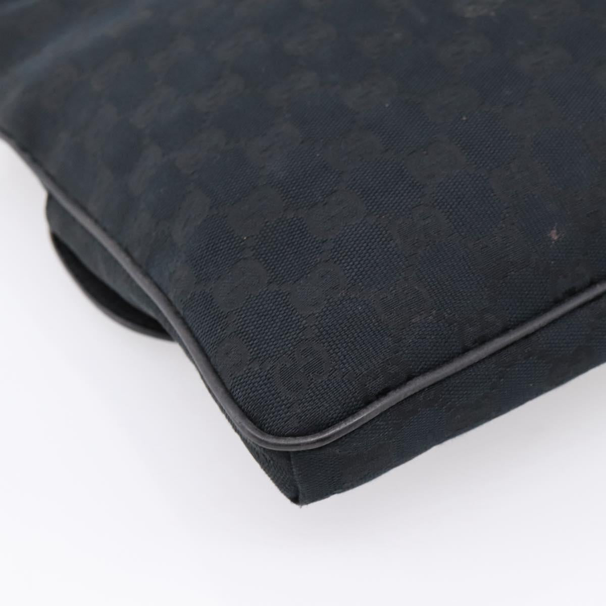 GUCCI GG Canvas Web Sherry Line Shoulder Bag Black Silver 256100 Auth 204737A