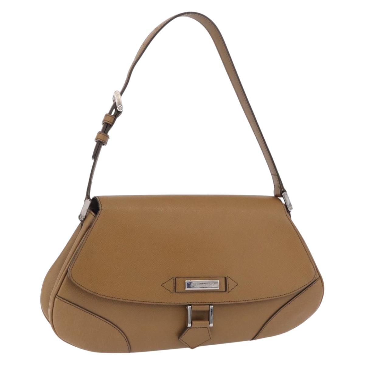 BURBERRY Shoulder Bag Leather Brown Silver Auth 204741A