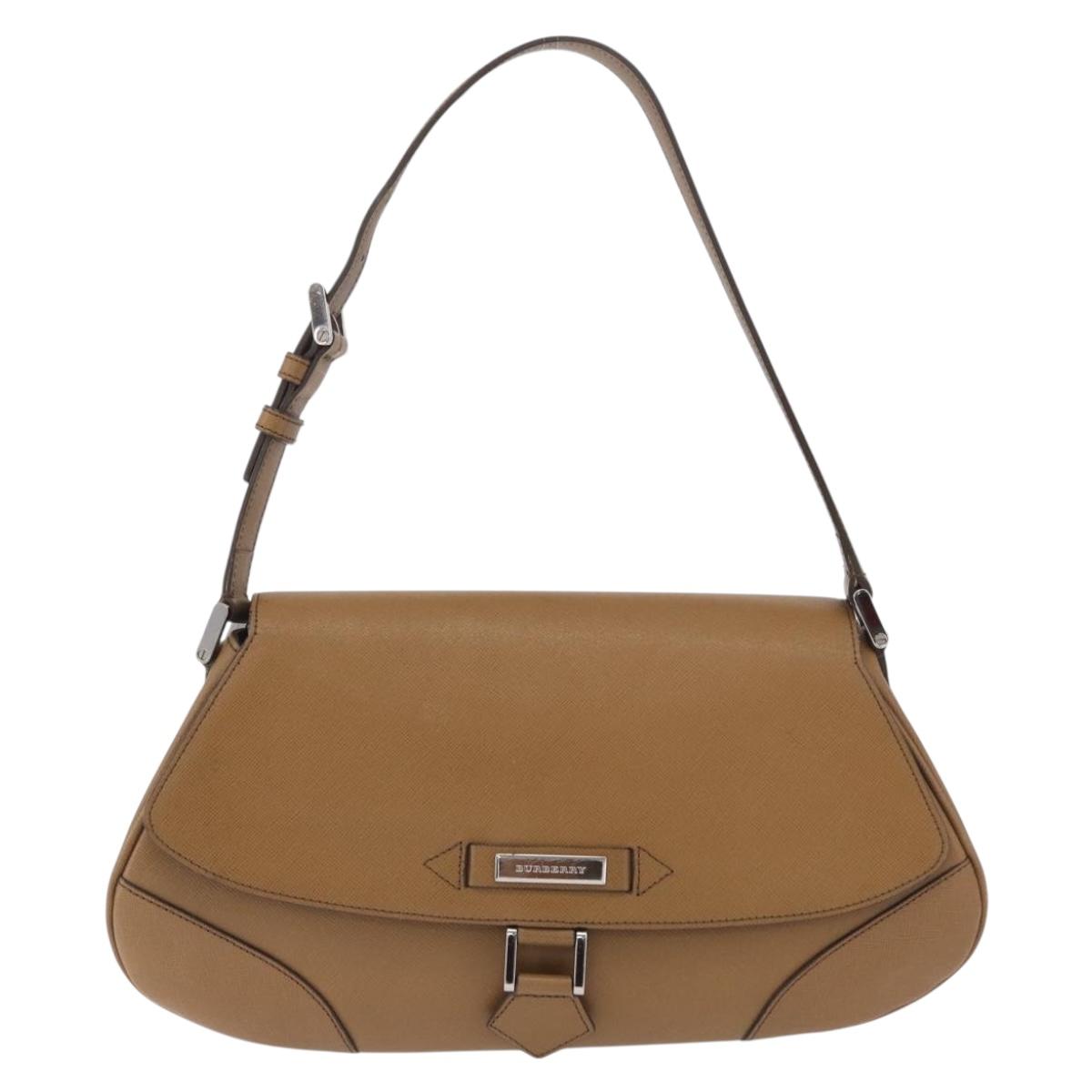 BURBERRY Shoulder Bag Leather Brown Silver Auth 204741A