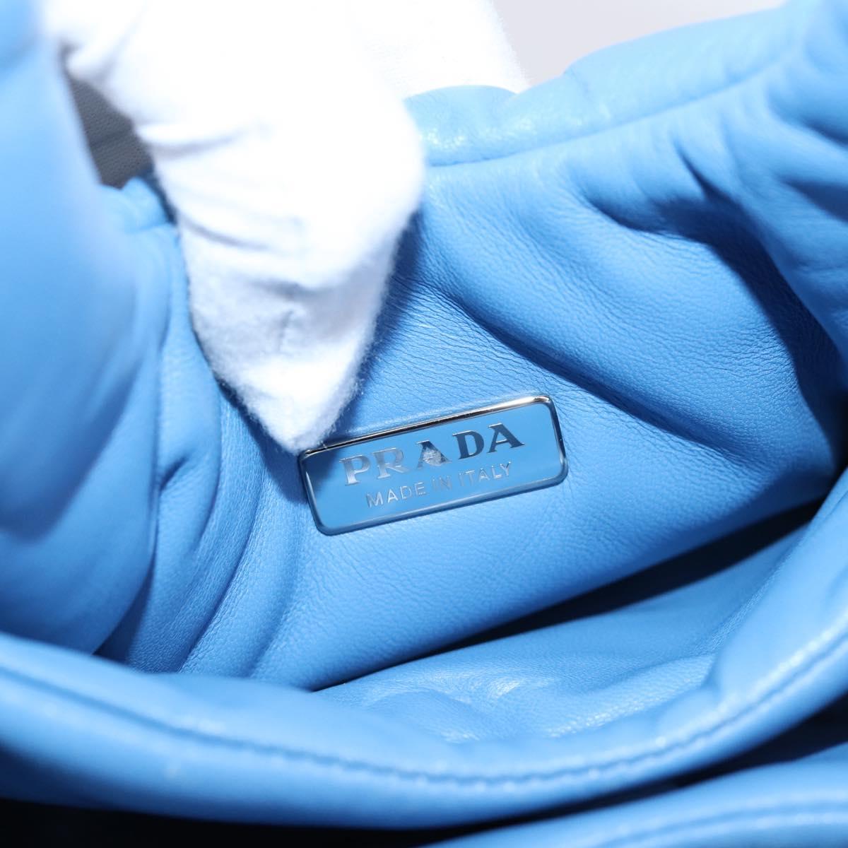 PRADA Hand Bag Leather 2way Blue Silver Auth 204742SAM