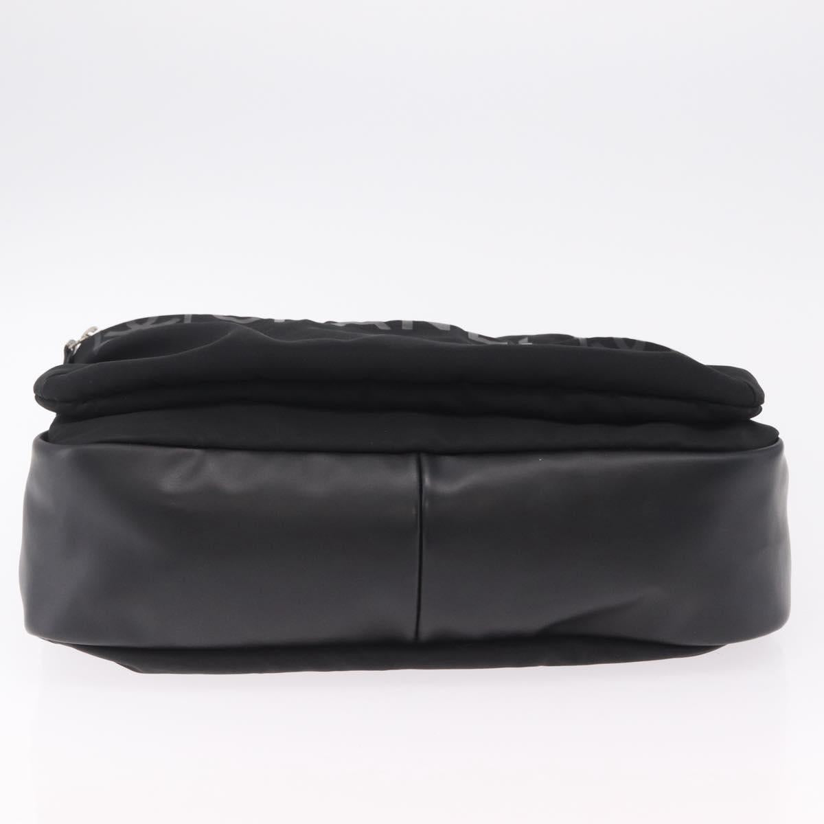 CHANEL Sports Line Shoulder Bag Nylon Black Silver CC Auth 204744V
