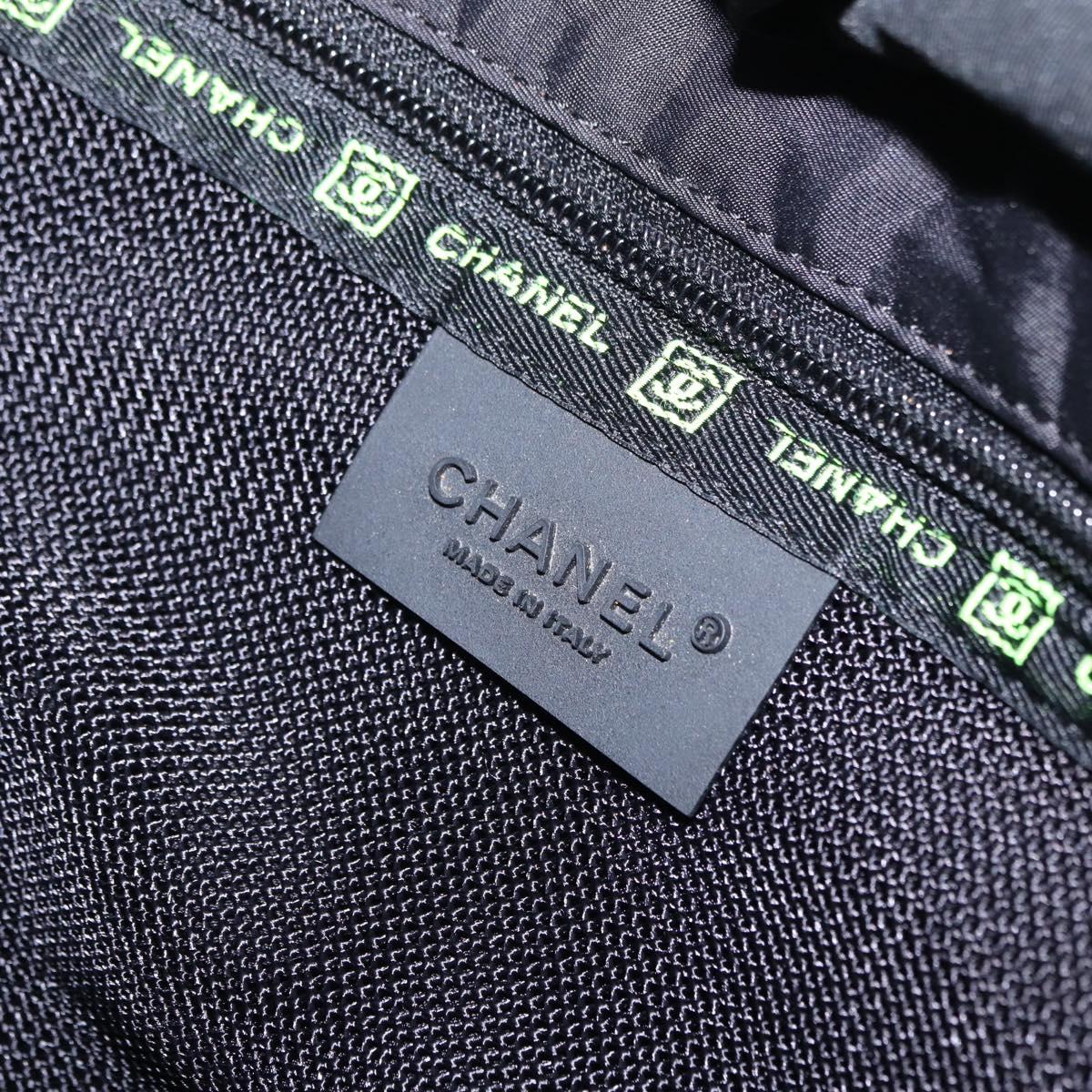 CHANEL Sports Line Shoulder Bag Nylon Black Silver CC Auth 204744V
