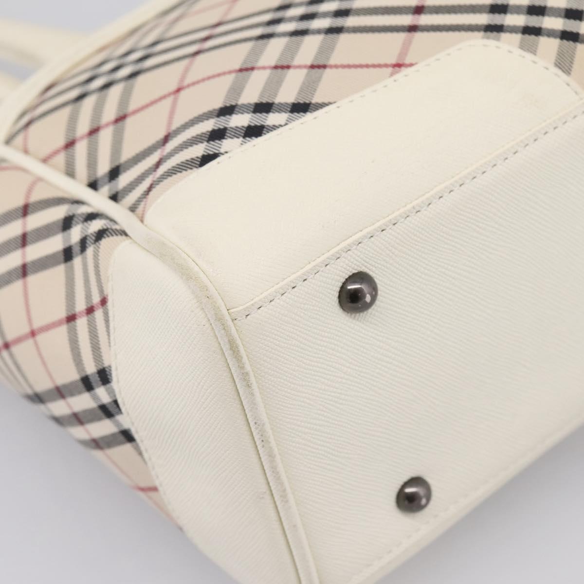 BURBERRY Nova Check Hand Bag Canvas Beige Silver Auth 204746A